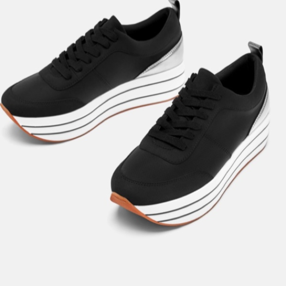 Zara Black and White Platform Sneakers